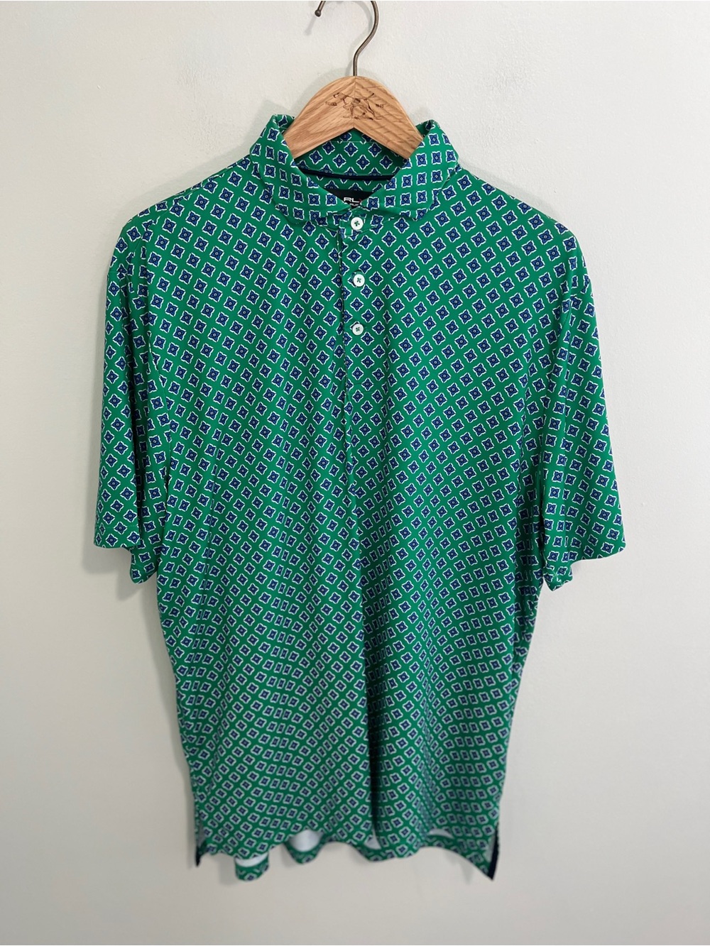 RLX Ralph Lauren Green & Blue Patterned Polo Shirt